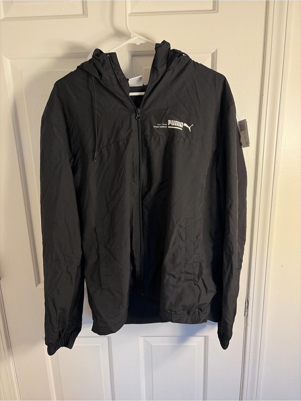 Puma Black Hooded Lightweight Windbreaker Jacket